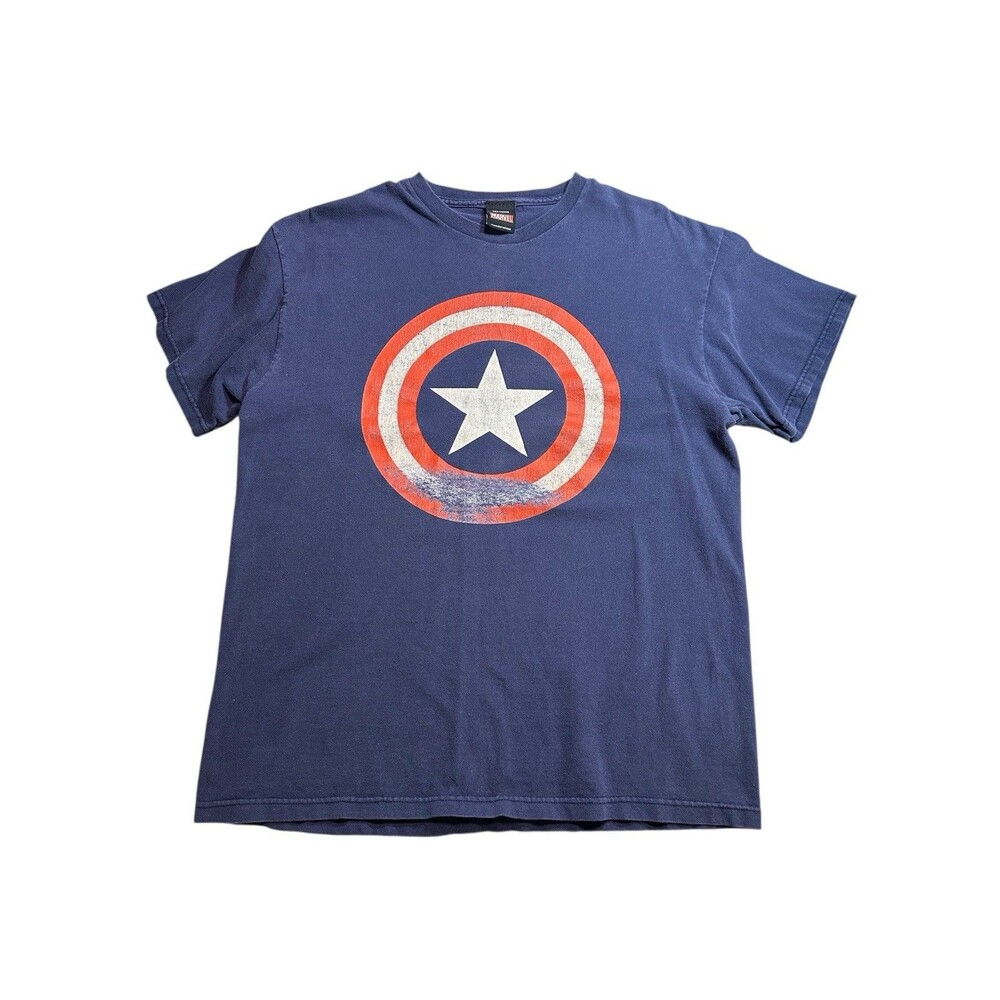 True Vintage Marvel Captain America Shield Distressed 100% Cotton tshirt Tee